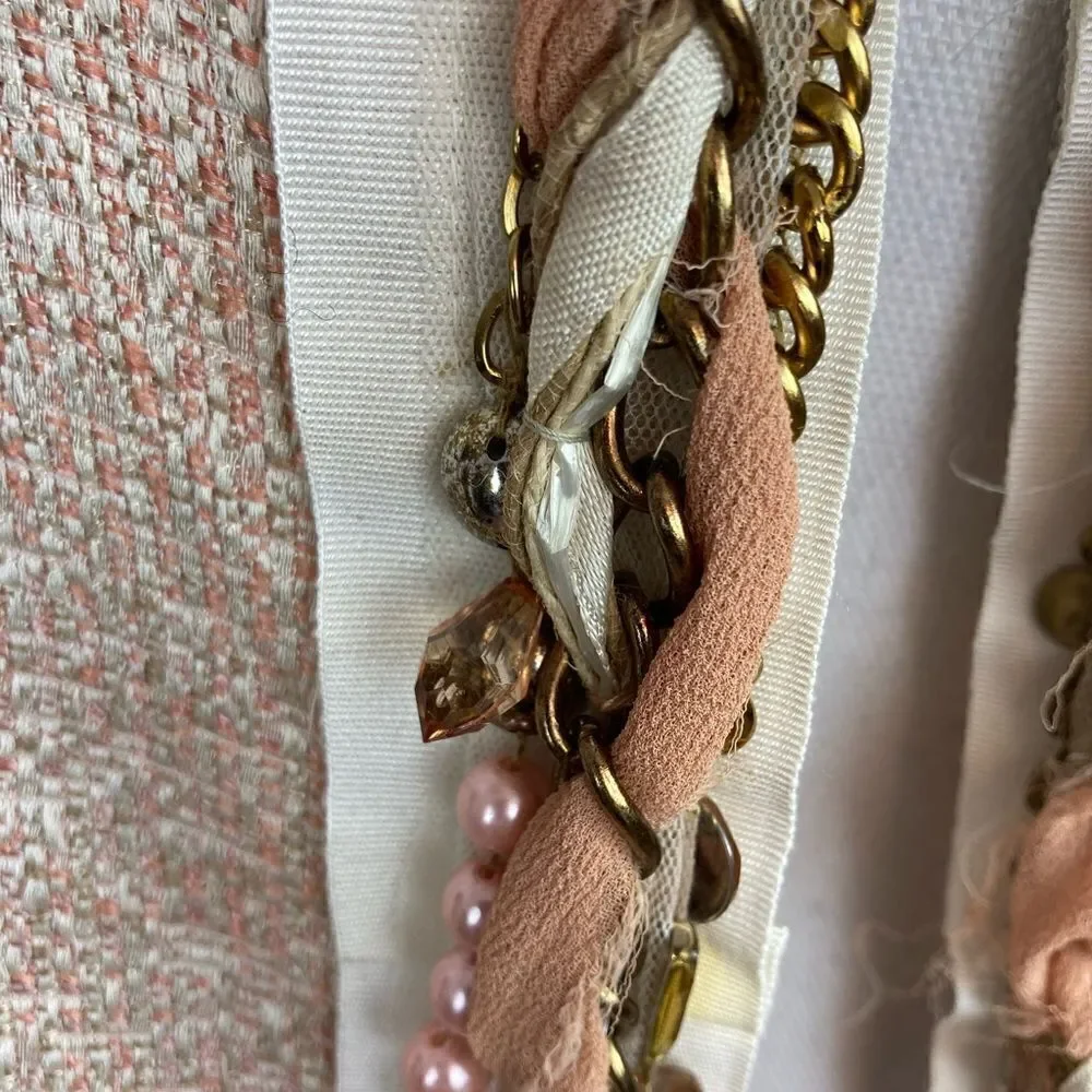 Seventy Florence Italy ladylike chic blazer w/ ribbon bow, pearls, and chains